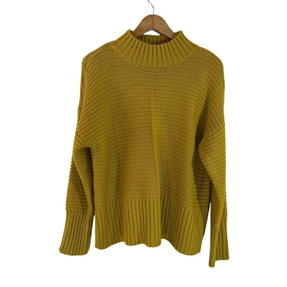 Apt. 9 Yellow Mock Neck Sweater Size XL Long Sleeves Chunky Knit Pullover Top - Picture 1 of 8